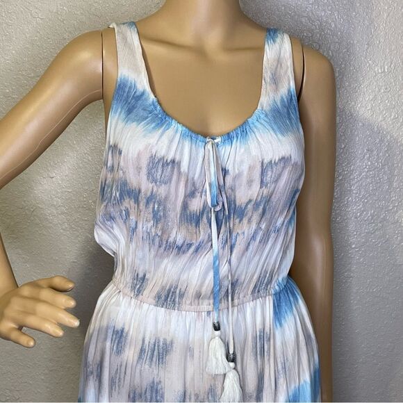 NWT BeBop Tie-Dye Sleeveless Maxi Dress Blue White Tan Size Medium - Picture 3 of 15